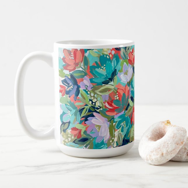 Vibrant Garden Symphony Coffee Mug (With Donut)