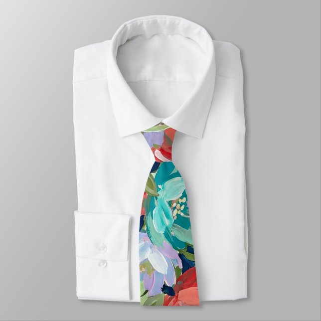 Vibrant Garden Symphony Neck Tie (Tied)