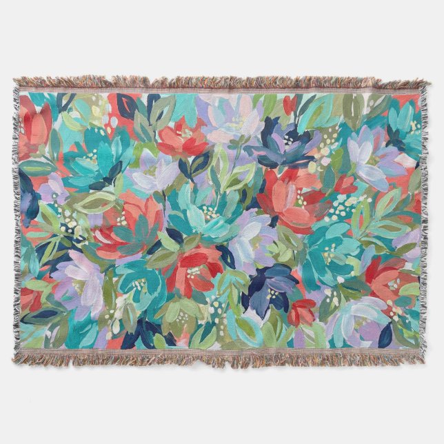 Vibrant Garden Symphony Throw Blanket (Front)