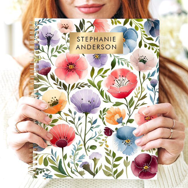 Vibrant Garden Watercolor Floral Custom Name Planner (Creator Uploaded)