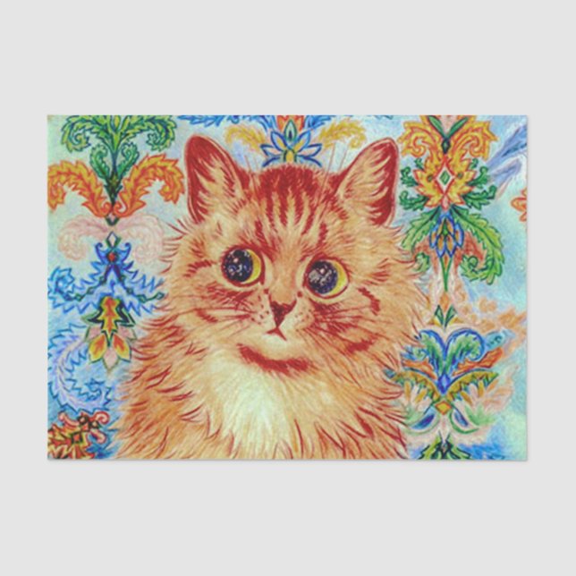 Vibrant Gaze Psychedelic Ginger Cat by Louis Wain Tissue Paper (Front)