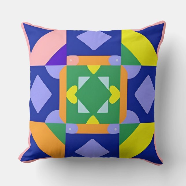 🌸 Vibrant Geometric Abstract Cozy Home Style 🌸 Throw Pillow (Front)
