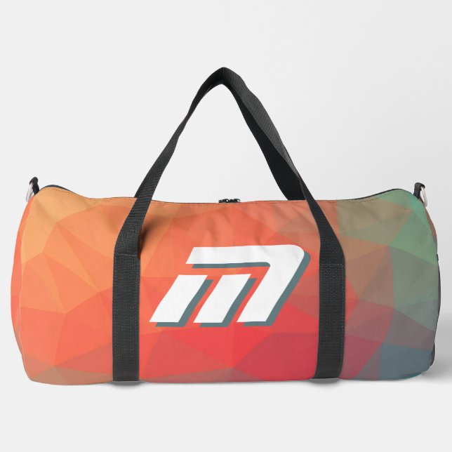 Vibrant Geometric Abstract Custom Initial Weekend Duffle Bag (Front)