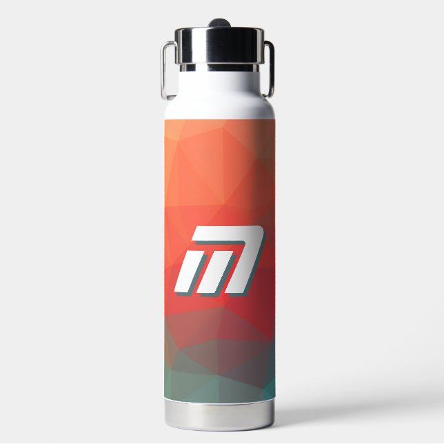 Vibrant Geometric Abstract Custom Monogram  Water Bottle (Front)
