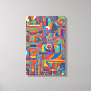 Vibrant Geometric Abstract Modern Colorful Art Canvas Print