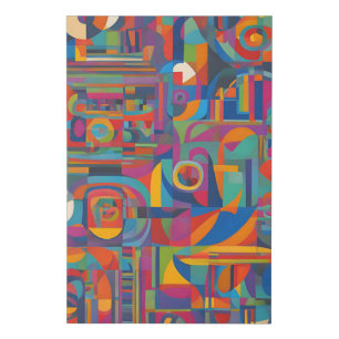 Vibrant Geometric Abstract Modern Colorful Art Faux Canvas Print