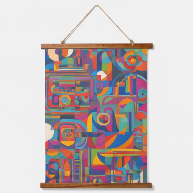 Vibrant Geometric Abstract Modern Colorful Art Hanging Tapestry (Front)