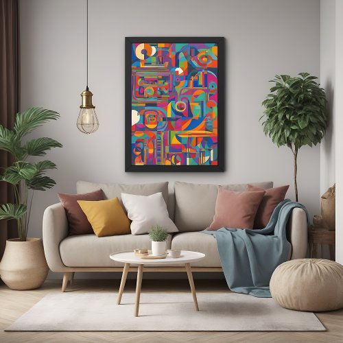 Vibrant Geometric Abstract Modern Colorful Art Poster