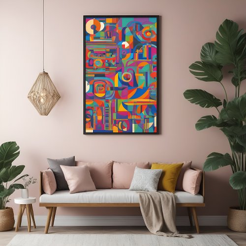 Vibrant Geometric Abstract Modern Colorful Art Poster