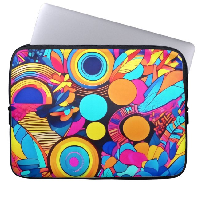 Vibrant Geometric Abstract Patterns Laptop Sleeve (Front)