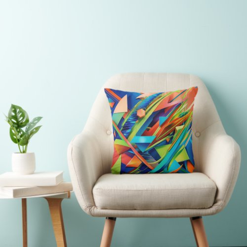 Vibrant Geometric Abstract Pillow  Bold Colorful