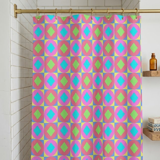 Vibrant Geometric Abstract Psychedelic Pattern Shower Curtain (Vibrant Geometric Abstract Psychedelic Pattern. Shower Curtain)
