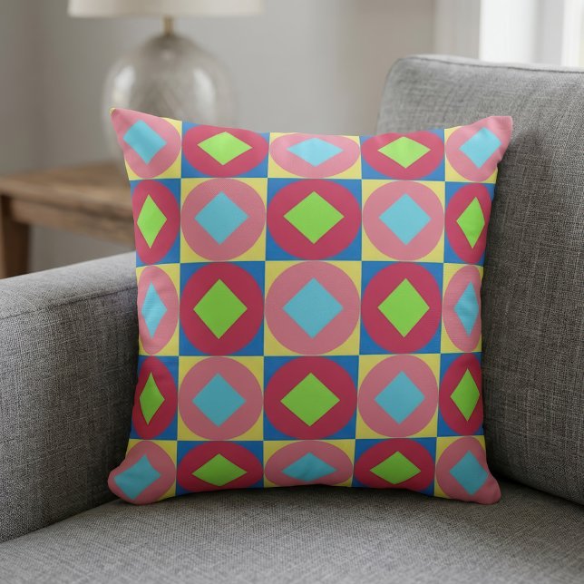 Vibrant Geometric Abstract Psychedelic Pattern Throw Pillow (Vibrant Geometric Abstract Psychedelic Pattern. Throw Pillow)