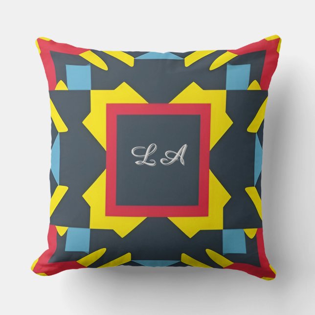 🔷 Vibrant Geometric Abstract Symmetry Art ✨ Throw Pillow (Front)