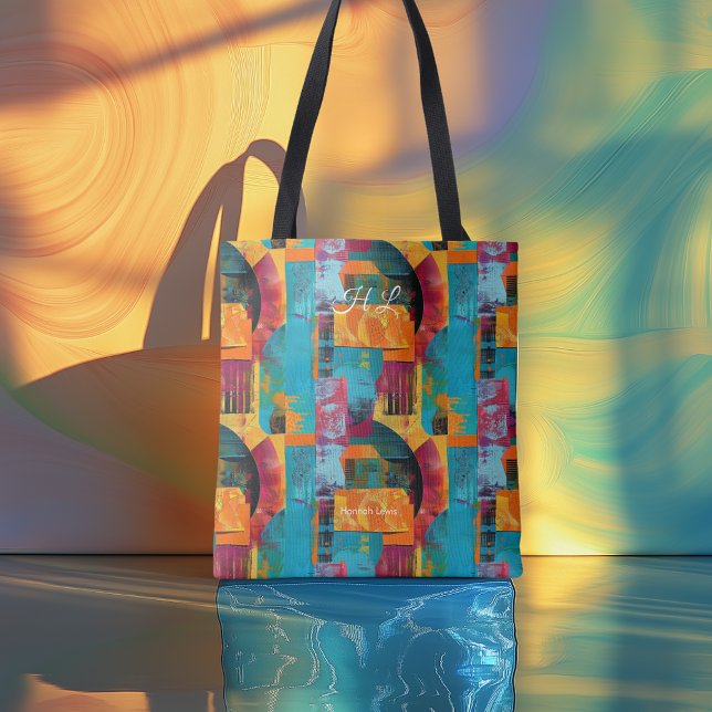 Vibrant Geometric Abstract Tote Bag in Bold Colors (Creator Uploaded)