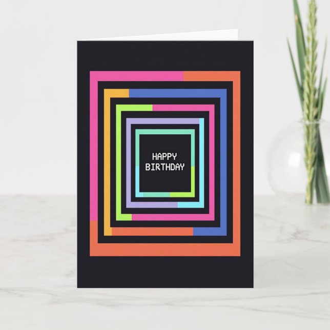 Vibrant Geometric Birthday Card (Front)