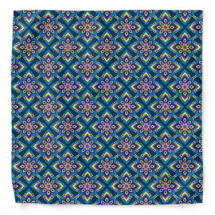 Vibrant Geometric Boho Floral Pattern Bandana