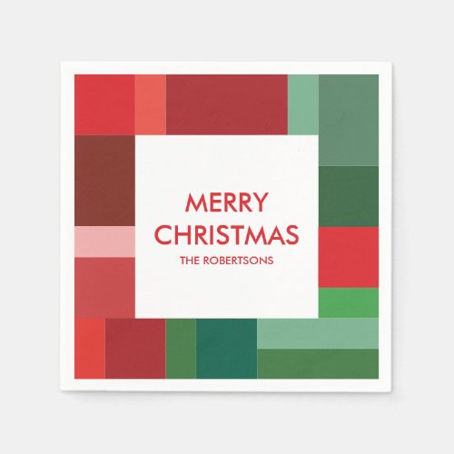 Vibrant Geometric Color Block Christmas Holiday Napkins