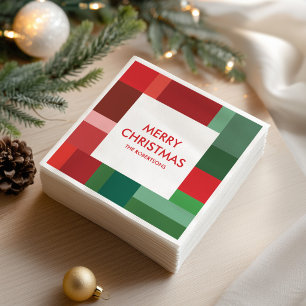 Vibrant Geometric Color Block Christmas Holiday Napkins
