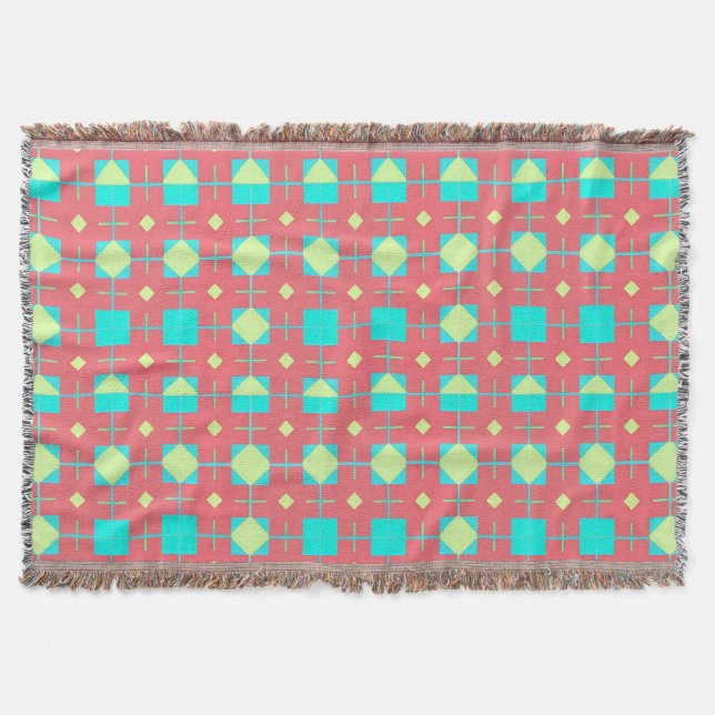 🔷 Vibrant Geometric Color Block ✨ Throw Blanket (Front)