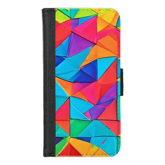 Vibrant Geometric Color Blocks Art iPhone Wallet Case (Front)