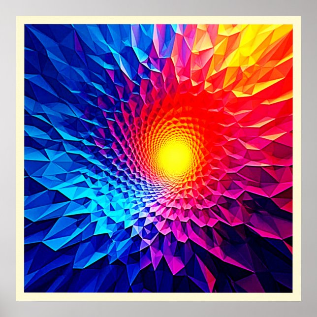 Vibrant Geometric Energy Vortex Art Poster (Front)