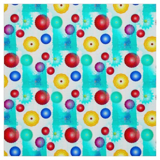 Vibrant Geometric Floral Abstract Fabric