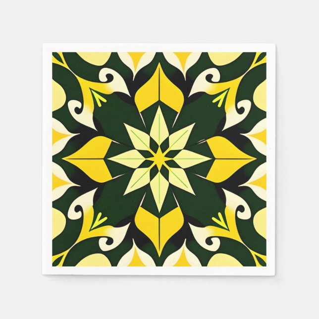 Vibrant Geometric Floral Design Napkins (Front)