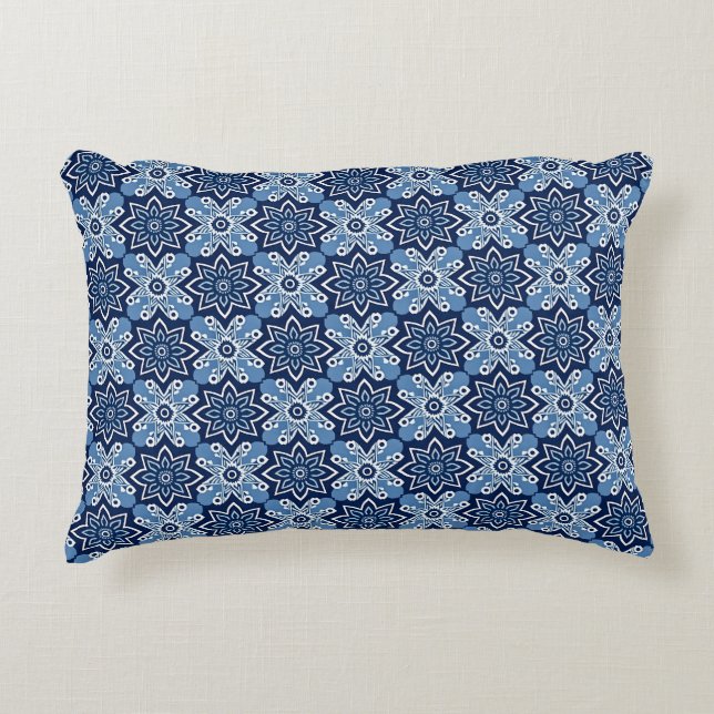 Vibrant Geometric Floral Pattern Accent Pillow (Front)