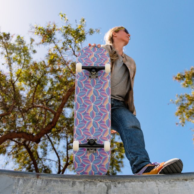 Vibrant Geometric Floral Pattern Skateboard (Outdoor 1)