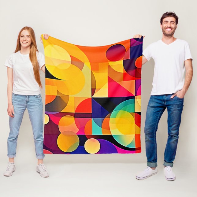 Vibrant Geometric Harmony Fleece Blanket (In Situ)