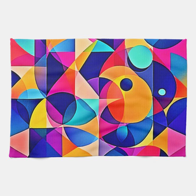 Vibrant Geometric Harmony Kitchen Towel (Horizontal)