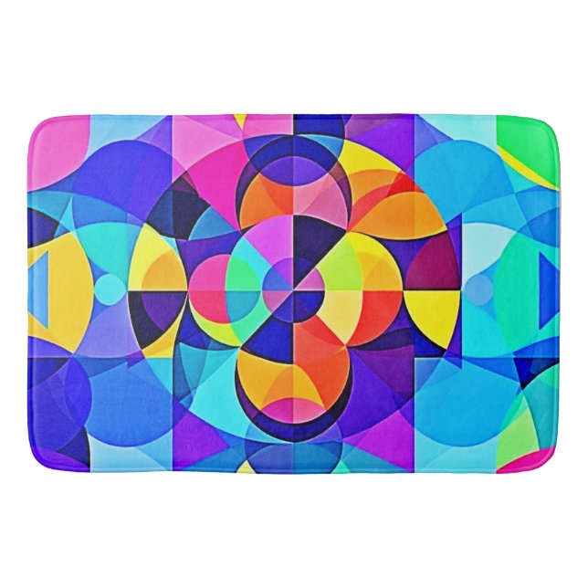 Vibrant Geometric Joy Bath Mat (Front)