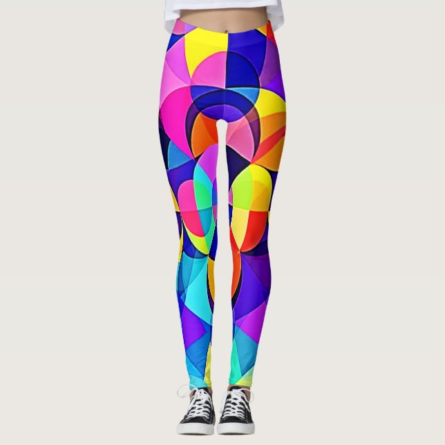 Vibrant Geometric Joy Leggings (Front)