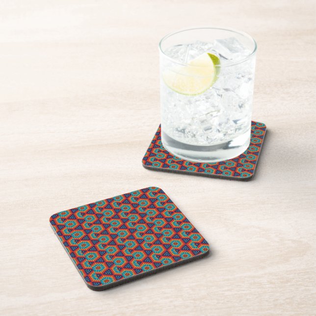 Vibrant Geometric Kaleidoscope Beverage Coaster (Right Side)