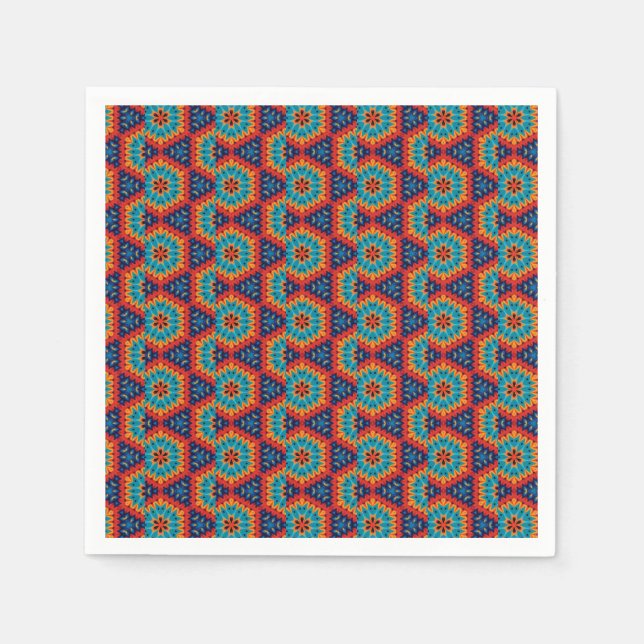 Vibrant Geometric Kaleidoscope Napkins (Front)