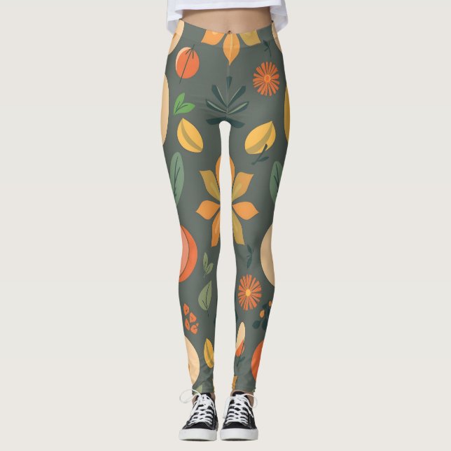 Vibrant Geometric Leggings - Colorful Pattern (Front)