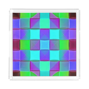 Vibrant Geometric Light Waves Acrylic Tray