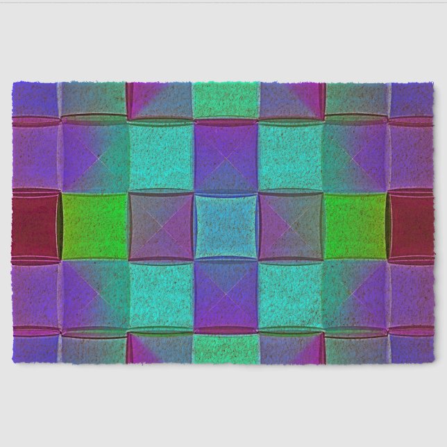 Vibrant Geometric Light Waves Fiber Doormat (Front)