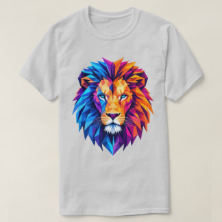 Vibrant Geometric Lion Art T-Shirt