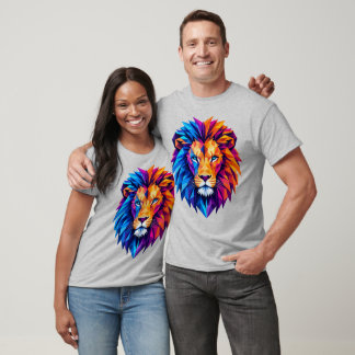 Vibrant Geometric Lion Art T-Shirt