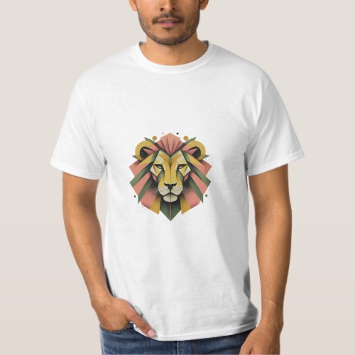 Vibrant Geometric Lion T_Shirt Design