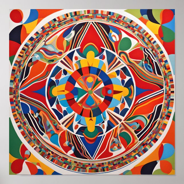 Vibrant Geometric Mandala Art  Poster (Front)
