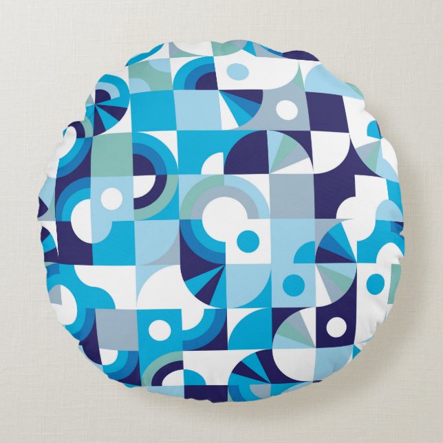 Vibrant Geometric: Modern Seamless Round Pillow (Front)