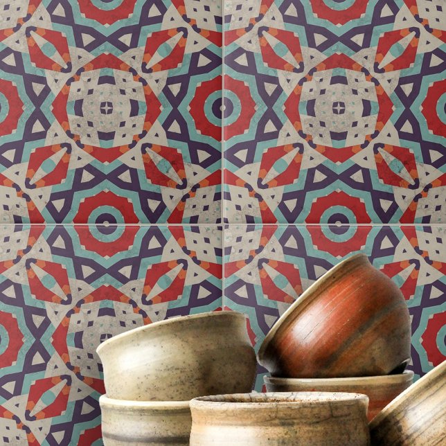 Vibrant Geometric Mosaic Stone Texture Pattern Ceramic Tile (Creator Uploaded)