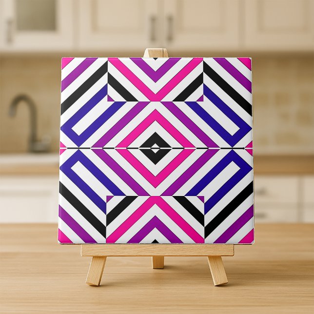 Vibrant Geometric Op Art Illusion Mosaic Pattern Ceramic Tile (Creator Uploaded)