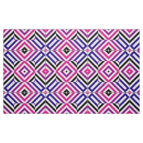 Vibrant Geometric Op Art Illusion Mosaic Pattern Fabric