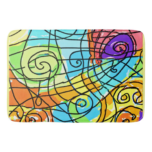 Vibrant Geometric Pattern Bath Mat (Front)