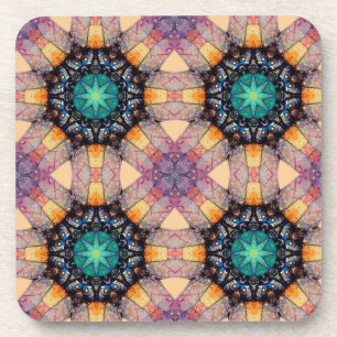 Vibrant Geometric Pattern Bohemian Accent Beverage Coaster