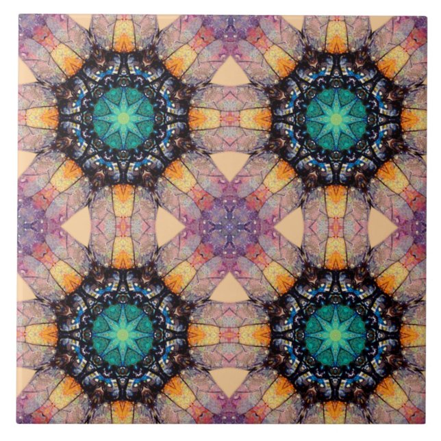Vibrant Geometric Pattern Bohemian Accent Ceramic Tile (Front)